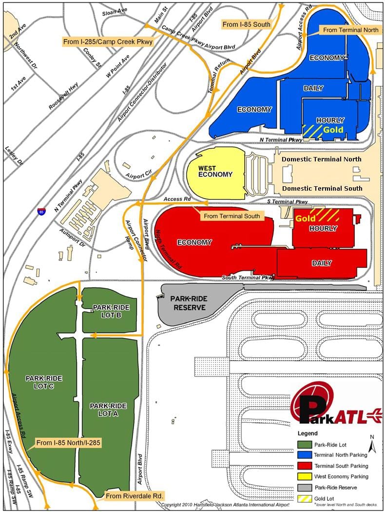 Atlanta Hartsfield letališče parkiranje zemljevid