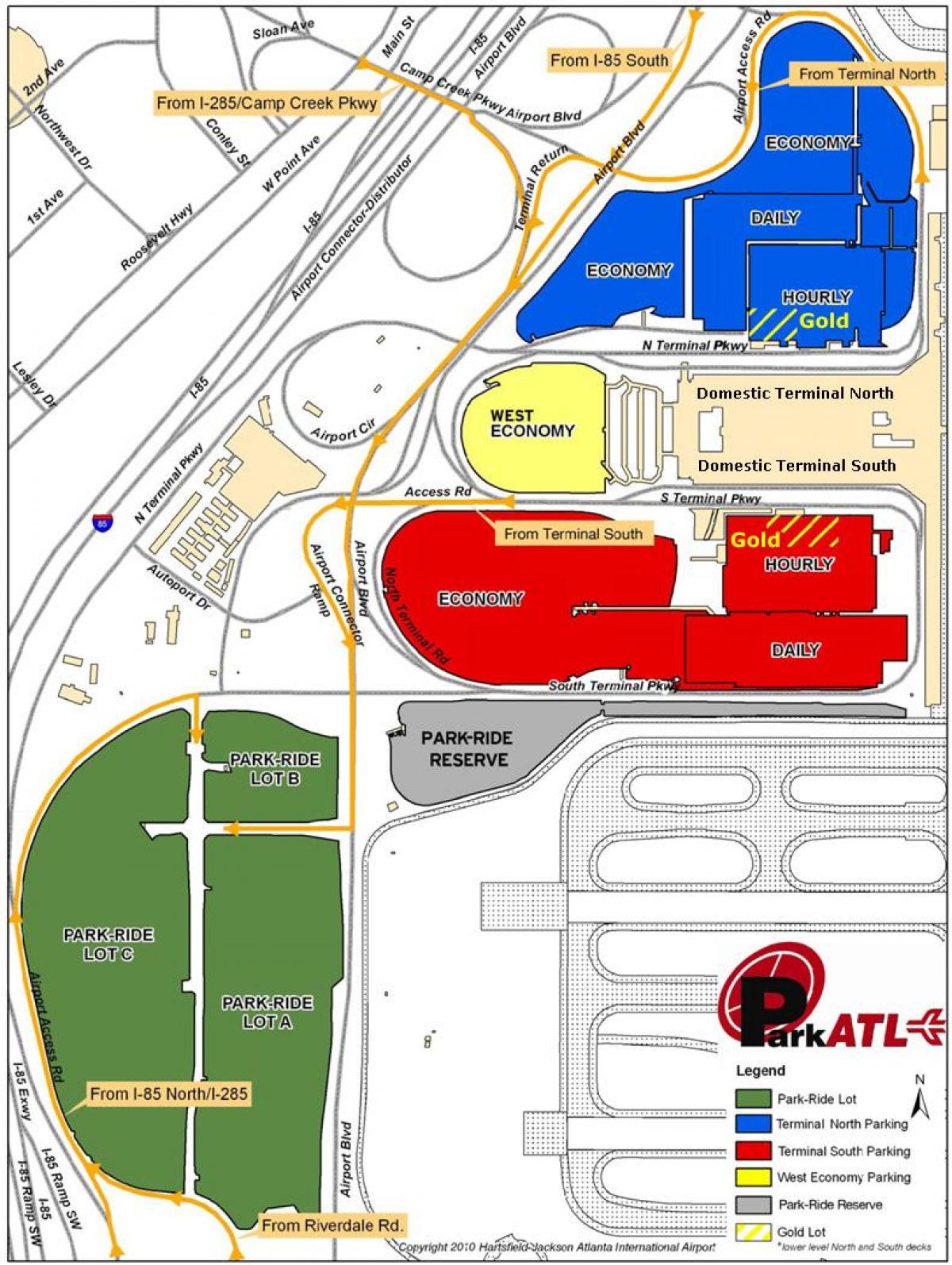 Atlanta Hartsfield letališče parkiranje zemljevid