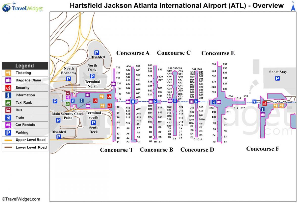 zemljevid Hartsfield Jackson Mednarodno Letališče Atlanta