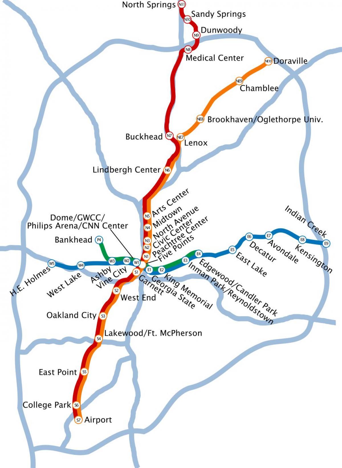 zemljevid podzemne železnice Atlanti