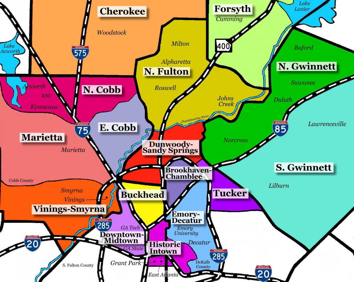 zemljevid Atlanta predmestje