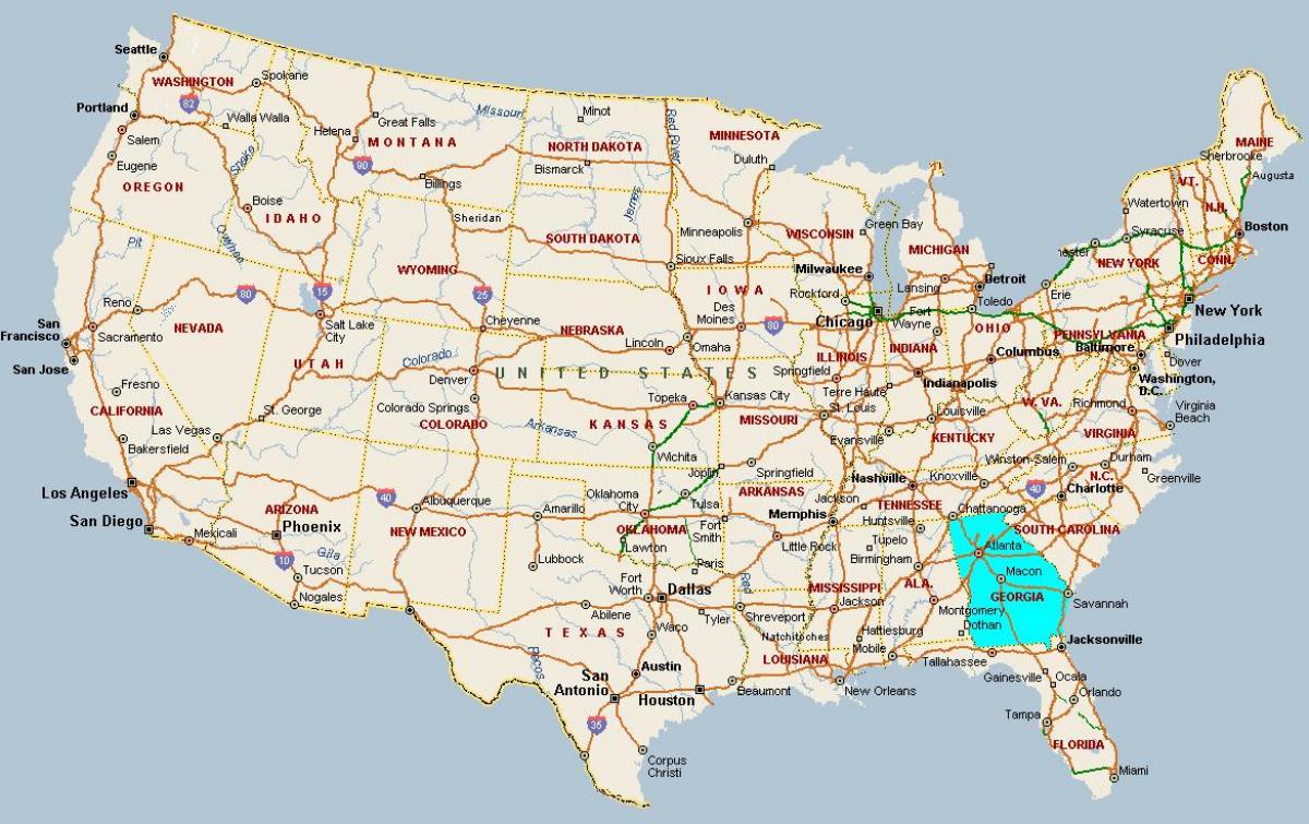 zemljevid Georgia, ZDA