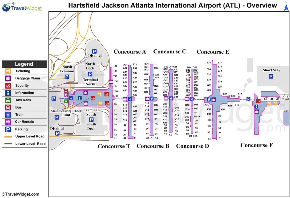 zemljevid Hartsfield Jackson letališče