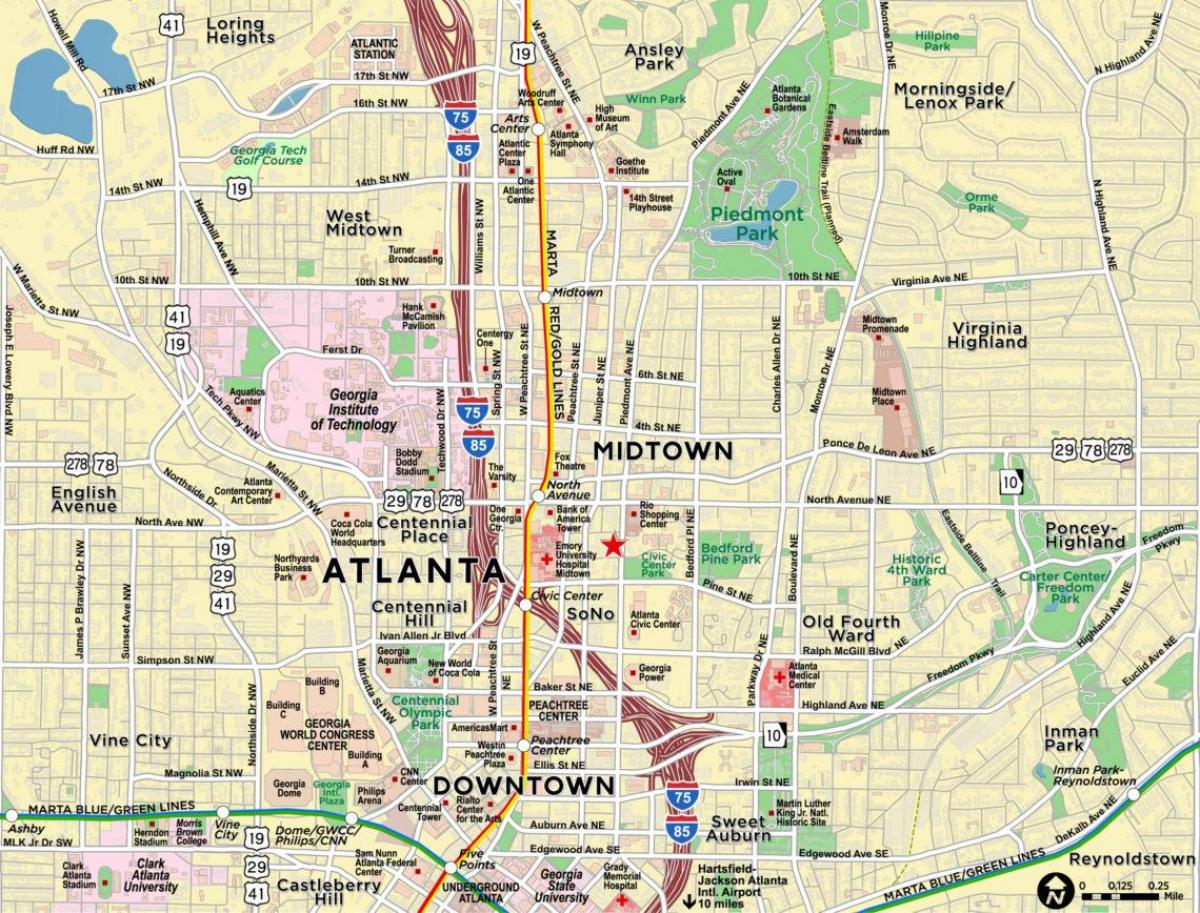 zemljevid midtown Atlanti