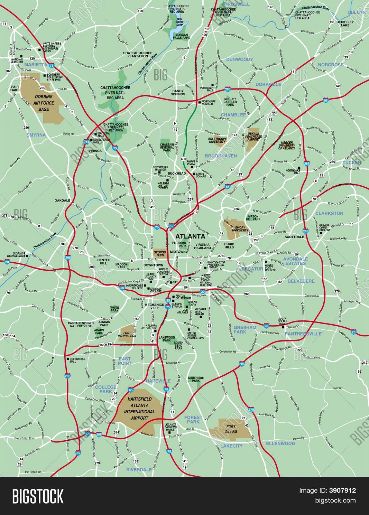 Atlanta področju zemljevid