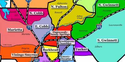 Zemljevid Atlanta predmestje