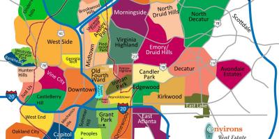 Zemljevid Atlanta soseskah