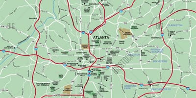 Večja Atlanta področju zemljevid